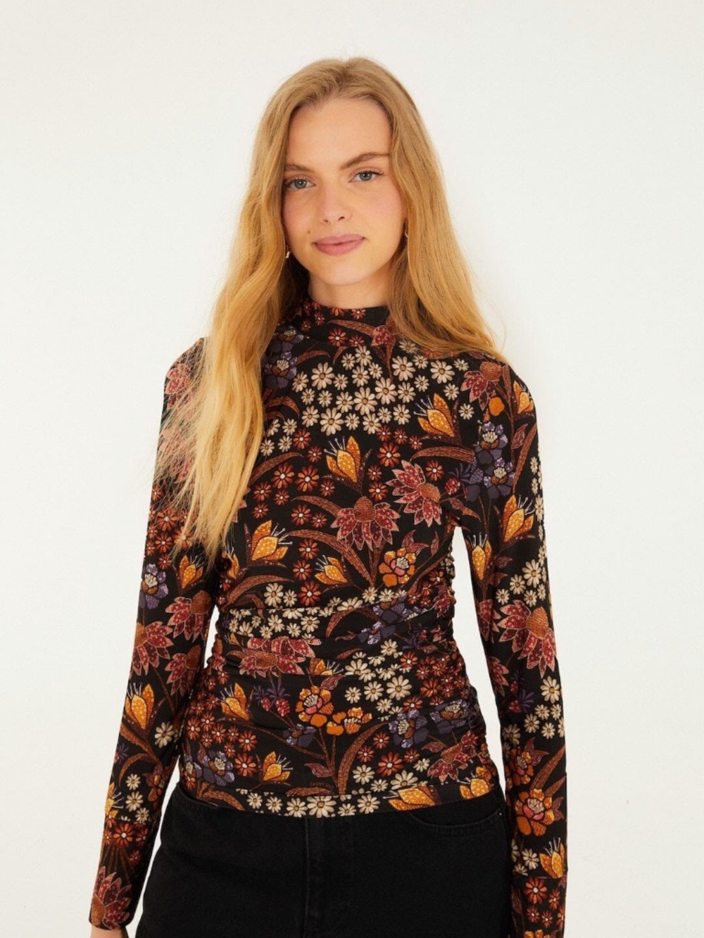 FARM Rio Black lili jersey blouse